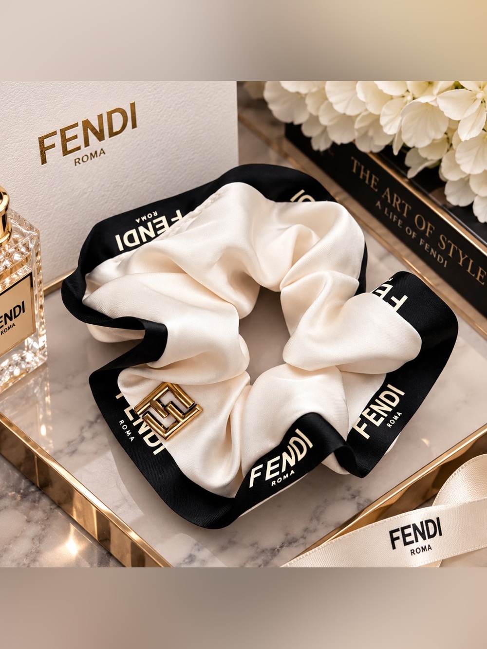 ✨ New 100% Silk Fendi Beauty Gift Scrunchie